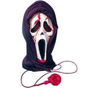 SHATCHI Máscara facial de Halloween con diseño de dos capas de fantasma, grito de miedo, efecto escalofriante realista, diseño de dos capas