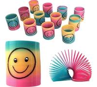 SHATCHI Mini Rainbow Smile Face-Muelles de 3,5 cm, piñata, fiesta, botín, relleno, niñas, juguetes elásticos divertidos para autismo, color arcoíris, 60pcs (Gifts 4 All Occasions Ltd 11031-60)