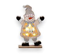 SHATCHI Muñeco de Nieve LED de Madera para Navidad, Papá Noel, muñeco de Nieve, Reno, Navidad, hogar, decoración de Mesa, Centro de Mesa, 27 cm
