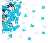 SHATCHI Números de edad de 14 g, confeti de 13 a 90, lámina metálica con purpurina, decoración de fiesta de cumpleaños, color azul y plateado, 12 mm (Gifts 4 All Occasions Ltd 5060419797569)