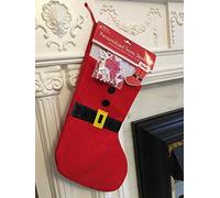 Shatchi Personalizable-SANTA-STOCKING-3580 - Calcetín de Papá Noel personalizable con accesorios de decoración navideña, color rojo y blanco