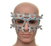 SHATCHI Silver Gitter - Gafas de Navidad con diseño de copo de nieve para disfraz de Navidad, accesorios de fiesta, suministros para selfie, accesorios de fotos, bolsa de relleno de calcetines, talla