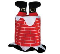 SHATCHI Sombreros de Navidad unisex de pavo/tiburón/caballo/reno de felpa, para fiestas de disfraces para niños y adultos, accesorios para la cabeza, Papá Noel atascado en la chimenea, talla única