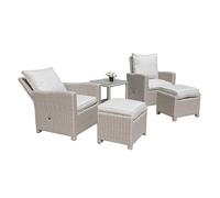 SHATCHI Sorrento - Juego de Muebles de jardín de ratán de Lujo de 5 Piezas, sillas reclinables de Aluminio, Mesa Auxiliar con Parte Superior de Cristal, reposapiés, Cojines para Patio, salón, balcón