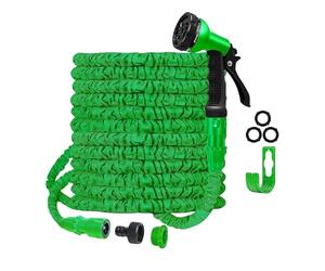 SHATCHI Tubo de jardín, manguera mágica expandible flexible con accesorios de 3/4", 1/2", boquilla rociadora de 8 funciones, azul o verde, 15 m