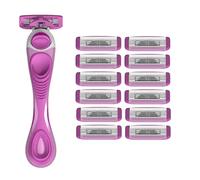 Shave Mob 3 - Kit de afeitar para mujer (mango de cabeza flexible + 12 recargas) - El práctico kit de afeitado