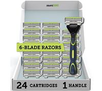 Shave Mob - Kit de maquinilla de afeitar para hombre de 6 cuchillas (mango de cabeza flexible + 24 recambios) - The Caveman Kit de afeitado