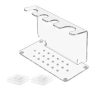 Shaving Brush Stand - Transparent Acrylic Safety Razor Holder | Holds 3 Razors & 1 Brush, Space Saving Bathroom Organizer | For Men's Travel, Shower, Home, With Adhesive Hooks & Anti-Slip Pads, Compat