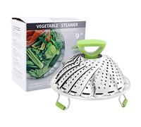 ShawFly Vegetable Steamer Cesta de Vapor Plegable de Acero Inoxidable, Bandeja de Filtro de Agua, con Mango Extensible Anti-Caliente y Patas Antideslizantes