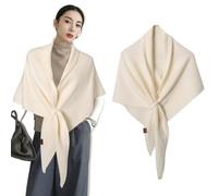 Shawl And Wrap For Women Woolen Large Triangle Scarf Warm Soft Knitted Elegant Shawls Cape For Fall Winter Retro(White)