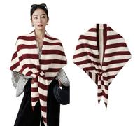 Shawl And Wrap For Women Woolen Large Triangle Scarf Warm Soft Knitted Elegant Shawls Cape For Fall Winter Retro(Red/Beige)