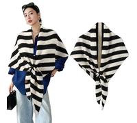 Shawl And Wrap For Women Woolen Large Triangle Scarf Warm Soft Knitted Elegant Shawls Cape For Fall Winter Retro(Black/White)