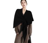 Shawl And Wrap For Women Woolen Large Triangle Scarf Warm Soft Knitted Elegant Shawls Cape For Fall Winter Retro(Black)