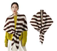 Shawl And Wrap For Women Woolen Large Triangle Scarf Warm Soft Knitted Elegant Shawls Cape For Fall Winter Retro(Coffee/White)