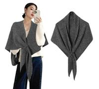 Shawl And Wrap For Women Woolen Large Triangle Scarf Warm Soft Knitted Elegant Shawls Cape For Fall Winter Retro(Dark Gray)