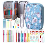 SHAXANO Kit de ganchos de ganchillo con funda, 86 piezas, agujas de ganchillo ergonómicas, kits de hilo para tejer a mano, herramientas de arte para principiantes y amantes experimentados del