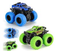 Shayson Monster Truck Juguetes a Partir de 2 3 años, Coche de Carreras de Carreras Camión Retirarse 360 Grados Giratorio Inercia Vehículo Regalos para Niños Niños Niños 2 Piezas
