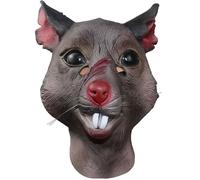 shayulajiao Máscara de rata | Mascarilla de cabeza completa de látex para carnaval y Halloween | Máscara de terror transpirable para carnaval y bailes de máscaras (talla única)