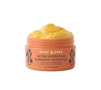 SHAZ & KIKS Champú ultra hidratante con cúrcuma | Champú sin sulfatos para cuero cabelludo seco con picazón y escamosa | Hidrata profundamente con cúrcuma y mantequilla de coco | 100 ml