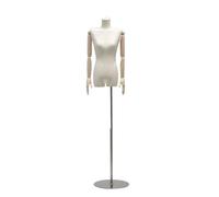 ShAzanz Maniquíes Maniqui Costura Mujer, Altura Ajustable Maniquí Femenino Costura con Brazo Madera Desmontable, Busto Señora Maniquies Torso for Joyerías Tiendas Ropa(B)