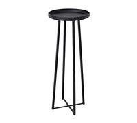 ShAzanz Mesas Mesa auxiliar Negra, Mesa de extremo de metal Bandeja, Mesa auxiliar plegable redonda para sala de estar dormitorio, altura 27,55 pulgadas