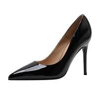 SHbfyFU 10 CM / 3.94IN Mujeres Elegante Temperamento Color sólido Bombas de Fiesta de Boda Stiletto Sexy Tacones Altos en Punta Slip On Stiletto Zapatos de Corte Damas Sexy Pole,Negro,37 EU