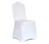 SHBHWS 50 Fundas elásticas de poliéster for sillas Fiesta, Color Negro, for Banquetes, Eventos y Bodas para Hoteles, Banquetes(White)