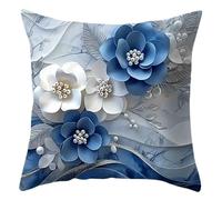 SHBHWS Blue and White Floral Jewelry - Style PillowcasesBedroom Living Room Sofa Home Decor Polyester Cushion Cover with Zipper para Sofá de Sala(Color-04,60x60cm)