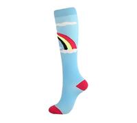 SHBHWS Calcetines de compresión con estampado divertido for hombre y mujer, hasta la rodilla, for correr hacer deporte para Deportes Correr Volar(Blue White,S-M)