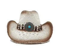 SHBHWS Cowboy Hat Vintage Straw Men's and Women's Jazz Large Size Sun Summer Para Halloween y Festivales(Style10)