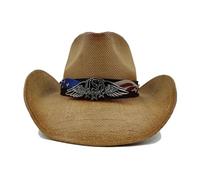 SHBHWS Cowboy Hat Vintage Straw Men's and Women's Jazz Large Size Sun Summer Para Halloween y Festivales(Style34)