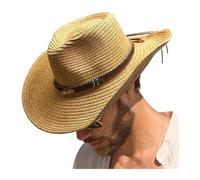 SHBHWS Cowboy Hat Vintage Straw Men's and Women's Jazz Large Size Sun Summer Para Halloween y Festivales(Style30)