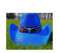 SHBHWS Cowboy Hat Vintage Straw Men's and Women's Jazz Large Size Sun Summer Para Halloween y Festivales(Style32)