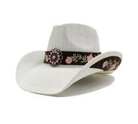 SHBHWS Cowboy Hat Vintage Straw Men's and Women's Jazz Large Size Sun Summer Para Halloween y Festivales(38)