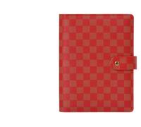 SHBHWS Loose-leaf Notebook Cover Stationery Hand Ledger Notebook Planner PU Leather Case For Noteook Binder Journal Binder(Chequer red,A6)