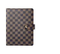 SHBHWS Loose-leaf Notebook Cover Stationery Hand Ledger Notebook Planner PU Leather Case For Noteook Binder Journal Binder(Chequer brown,A5)