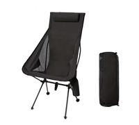 SHBHWS Silla de Camping Plegable portátil con reposacabezas, Ligera, for Turismo, aleación Aluminio, for Pesca, Muebles Exterior(Black)