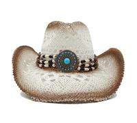 SHBHWS Sombrero de vaquero verano, sombrero for el sol, negro, paja, playa for hombres y mujeres Para Halloween y Festivales(Color8)