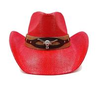SHBHWS Sombrero de vaquero verano, sombrero for el sol, negro, paja, playa for hombres y mujeres Para Halloween y Festivales(Color3)