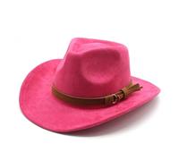 SHBHWS Sombreros de vaquero Four Seasons for mujer y hombre, gorras gamuza, correa retro, ala curva, vaquera Para Halloween y Festivales(Red)
