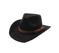 SHBHWS Sombreros de vaquero Four Seasons for mujer y hombre, gorras gamuza, correa retro, ala curva, vaquera Para Halloween y Festivales(Black)