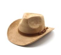 SHBHWS Sombreros de vaquero Four Seasons for mujer y hombre, gorras gamuza, correa retro, ala curva, vaquera Para Halloween y Festivales(Khaki)