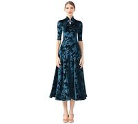 SHBHWS Vestido de Baile de salón Cheongsam Ropa de Ejercicio Falda de Baile Flamenco Vals Tango Foxtrot Vestido de salón Vestido de competición para Representaciones Teatrales(Black,XL)
