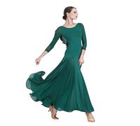 SHBHWS Vestido De Baile Estándar For Mujer, con Volantes Y Espalda Descubierta, For Competición Nacional, Ropa De Baile De Salón para Representaciones Teatrales(Green,L)