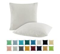 SHC - Juego de 2 fundas de cojín decorativas, 100% algodón, con cremallera, 100 % algodón, Blanco, 80 x 80 cm