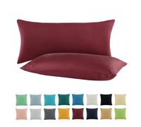 SHC - Juego de 2 fundas de cojín decorativas, 100% algodón, con cremallera, 100 % algodón, Burdeos/rojo vino., 40 x 60 cm