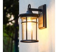 SHCHNA Pared Lampara Pasillo Aplique De Pared Exterior De Aluminio, Farol De Pared Negro Con Pantalla De Cristal, Aplique De Pared Impermeable Para Porche, Patio Y Pasillo Linterna(1 Pack)