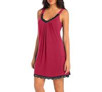 SHCNSJC Camisón para Mujeres Camisones de Algodón Camisones de Mujer Verano Camisón Corto Señoras Sexy Encaje Dormir