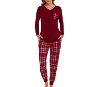 SHCNSJC Pijama Mujer Manga Larga Invierno Pijama Largo de Dos Piezas Pijama Conjunto de Invierno Damas Traje de casa de Manga Larga Ropa de Dormir con Pantalones