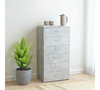 ShCuShan Aparador con 6 cajones, color gris hormigón, 50 x 34 x 96 cm, material de madera, aparador para salón, pasillo, aparador inclinado
